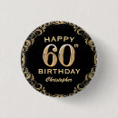 Search for 60th birthday buttons Black and gold