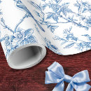 Search for blue and white floral wrapping paper Toile de jouy