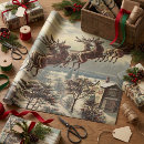 Search for santa claus sleigh wrapping paper Reindeer