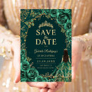 Search for emerald green save the dates Princess tiara crown