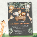 Search for safari 1st birthday invitations Watercolor greenery gold