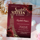 Search for red gold sweet 16 invitations Princess