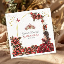 Search for red rose napkins 15th birthday