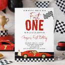 Search for race car 1st birthday invitations First birthday party