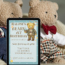 Search for brown bear birthday invitations Blue