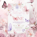 Search for pink butterfly 1st birthday invitations For kids