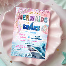 Search for mermaid shark birthday invitations For kids