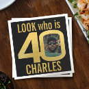 Search for 40th birthday napkins Black and gold