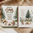 Search for happy camper 1st birthday invitations Bear