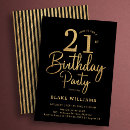 Search for black and gold 21st birthday invitations Simple