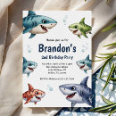 Search for under the sea 2nd birthday invitations Shark