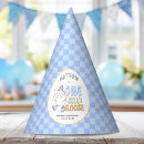 Search for blue paper party hats Boy first birthday