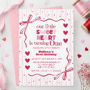 Search for valentine 1st birthday invitations Pink and red