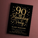 Search for mans 90th birthday invitations Black gold