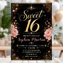 Search for black and gold sweet 16 invitations 16th birthday party