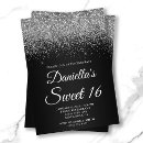 Search for black silver sweet 16 invitations 16th birthday