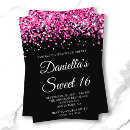 Search for pink black sweet 16 invitations Modern