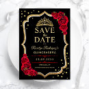 Search for red gold save the dates 15th birthday