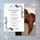Search for blue engagement party invitations Modern elegant