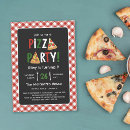 Search for pizza party slice invitations Red gingham