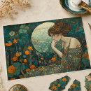 Search for art nouveau tissue paper Teal