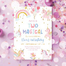 Search for unicorn 2nd birthday invitations Magical birthday party