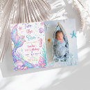 Search for mermaid 2nd birthday invitations Purple mermaid party