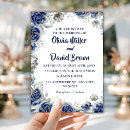 Search for cobalt blue wedding invitations Fall greenery garden eucalyptus