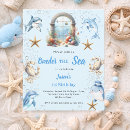 Search for shark 1st birthday invitations Blue