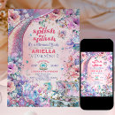 Search for mermaid 2nd birthday invitations Glitter