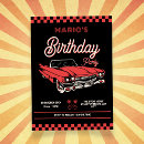 Search for vintage car birthday invitations Red