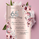 Search for pink 65th birthday invitations Glitter