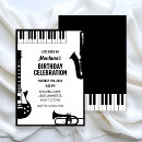 Search for black white music notes invitations Modern