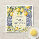 Search for blue tile napkins Watercolor lemon