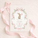 Search for some bunny is one 1st birthday invitations Pink bow