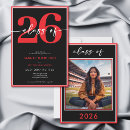 Search for red black white graduation invitations Simple