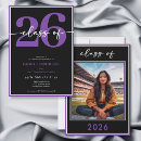 Search for purple and white graduation invitations Simple