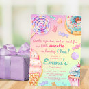 Search for candy 1st birthday invitations Pastel