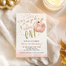 Search for our little pumpkin is turning one 1st birthday invitations Fall birthday party