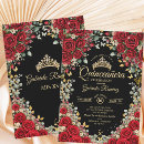Search for black gold quinceanera invitations Glam chic bling sparkly