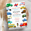 Search for transportation birthday invitations Boy