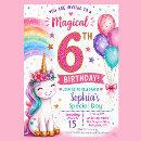 Search for unicorn 6th birthday invitations Magical unicorn party