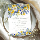 Search for yellow and blue wedding invitations Watercolor floral
