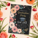 Search for gold glitter graduation invitations Boho floral watercolor