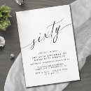 Search for female 60th birthday invitations Black and white