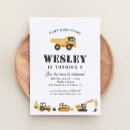 Search for construction vehicle birthday invitations Simple modern minimalist