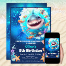 Search for shark birthday invitations swimming
