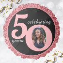 Search for pink gold 50th birthday party decor Fifty