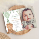 Search for woodland animals 1st birthday invitations Gender neutral