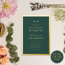 Search for hunter green and gold invitations Real gold foil